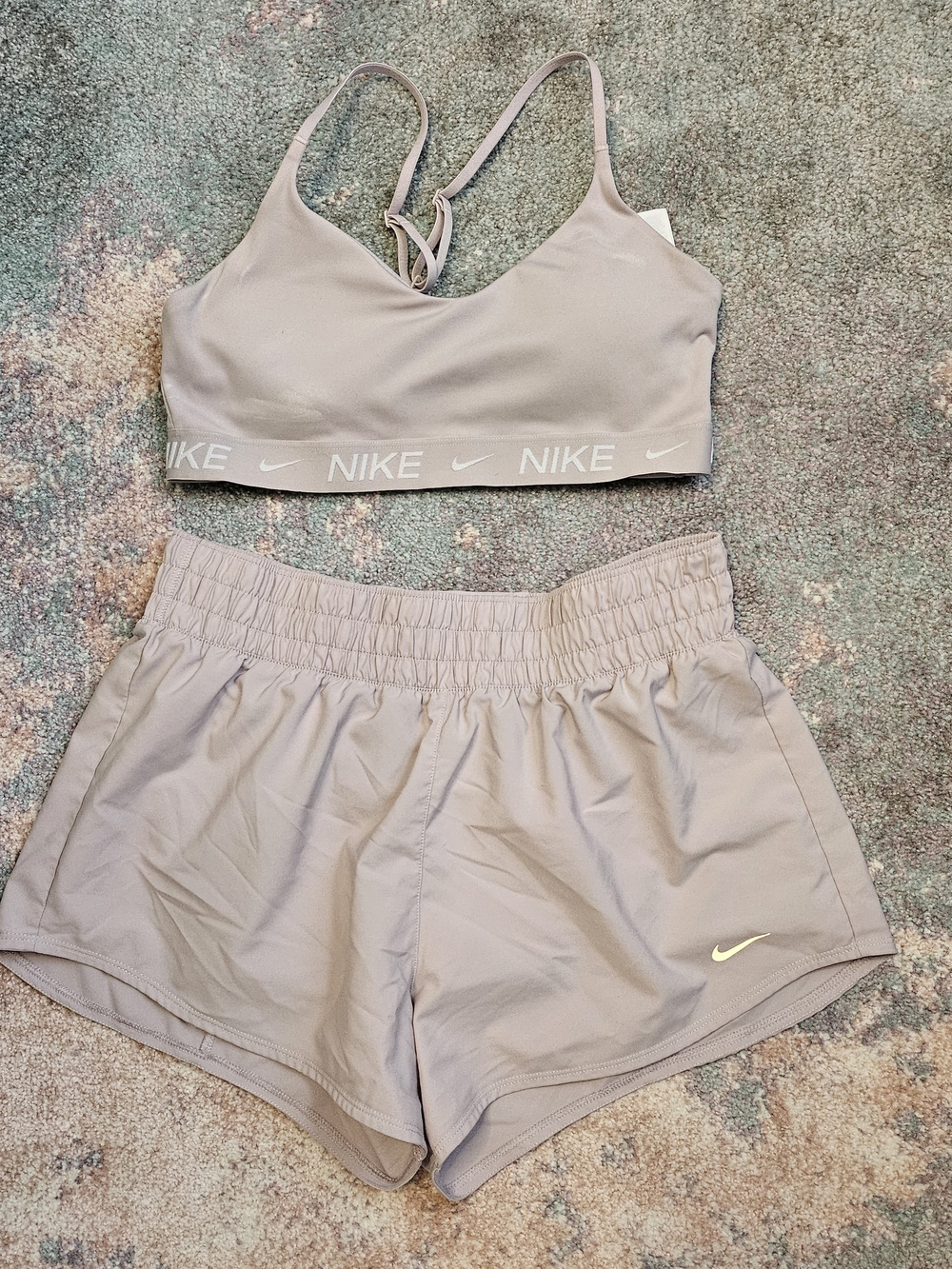 Nike Light Mauve Sports Bra and Shorts Set